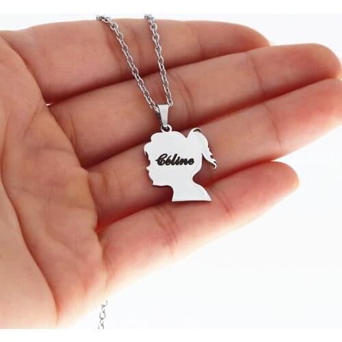 Personalized Kids Names Necklace Boy Girl Child Face Silhouette Necklace Pendant Personalized Double Necklaces BFF Jewelry Gift