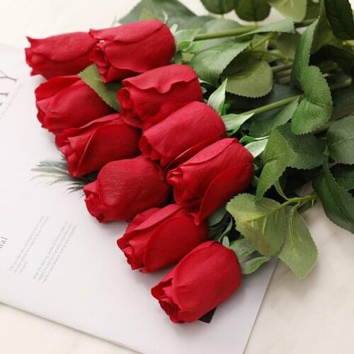 1PC Real Touch Rose Flowers Bundle Silk Penoy Rose Artificial Flower Bouquet Wedding Table Decor Home Decoration