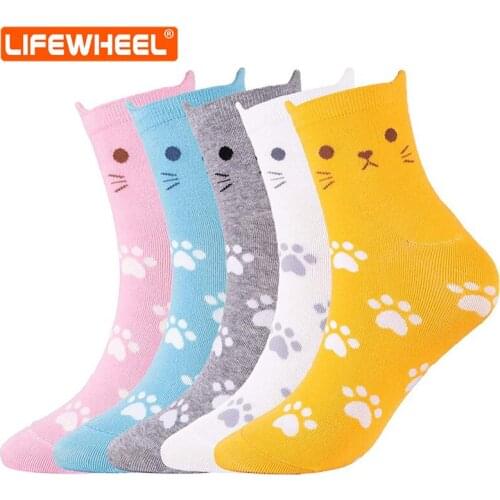 LifeWheel Womens Girls Fashion Sweet Cute Funny Novelty Animal Cats Dogs Pattern Colorful Casual Cotton Socks for Gift