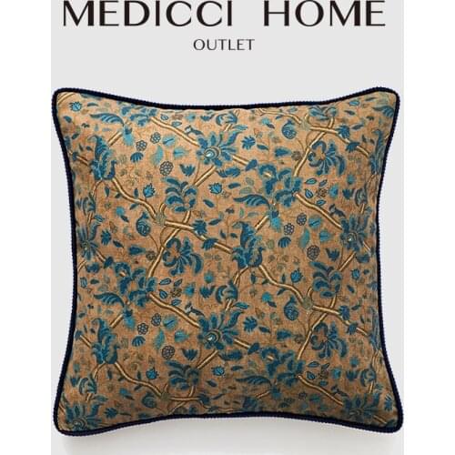 Medicci Home Vintage Wallpaper Decorative Cushion Cover European Retro Classical Floral Print High End Throw Pillowcase 45x45cm