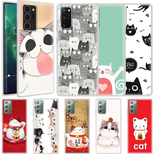 Soft Cover for Samsung Galaxy S10 S21 S20 FE S9 S8 Plus Frosted Phone Case Note 20 Ultra 9 10 Lite Festival Fortune Lucky Cat