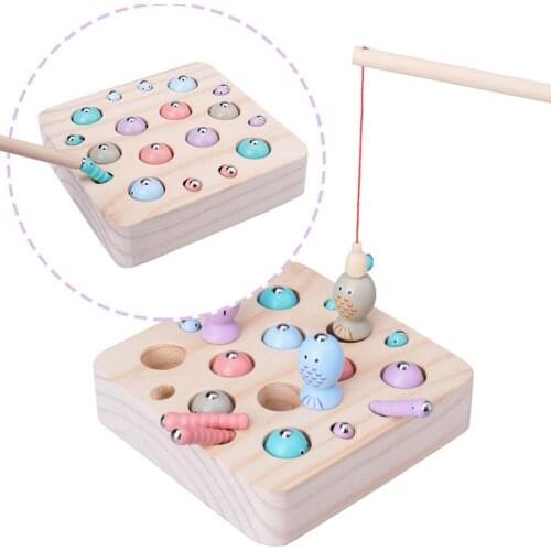 New HOT Baby Wooden Montessori Toys Digit Magnetic Games Fishing Toys Game Catch Worm Educational Puzzle Toys For Children Gifts