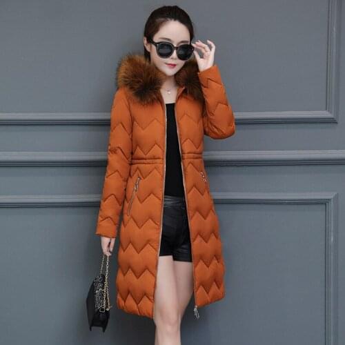 Real New Arrival Polyester Zipper Slim Time 2019 Winter Cotton Long Fund Will Code Suit-dress Cotton-padded Clothes Loose Coat
