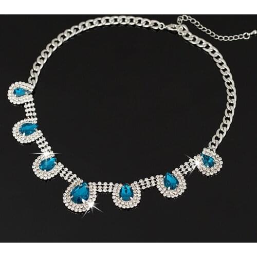 YFJEWE New jewelry Luxury Unique Statement Necklace Bule and grey Crystal Necklaces & Pendants For Women Free Shipping #N017