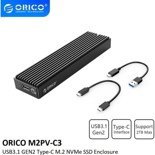 ORICO LSDT M.2 NVMe Case USB C Gen2 10Gbps PCIe SSD Case M2 SATA NGFF 5Gbps SSD Case Tool Free For 2230/2242/2260/2280 SSD