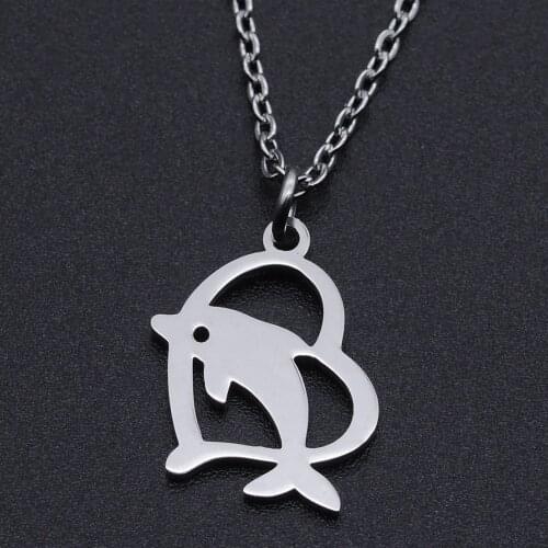 Heart Dolphin Stainless Steel Charm Necklace for Women Wholesale Dropshipping Dainty Steel Necklaces Accept OEM Order