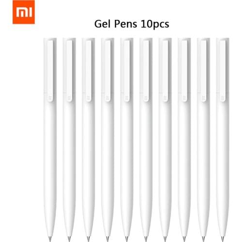 Original Xiaomi Mijia 10Pcs Gel Pens No Cap Black Ink Writing Pen White PREMEC Smooth Switzerland Refill MiKuni Japan Ink black