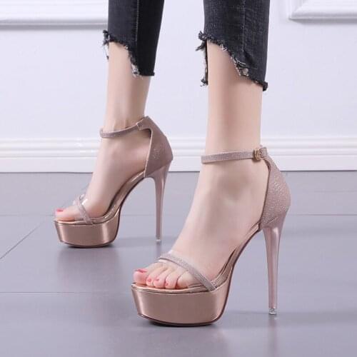 Gold High Heels Sandals Women Summer Dresses For Women Shoes 12cm Heel Platform Peep Toe Girls Sandals Sliver Ladies Shoes