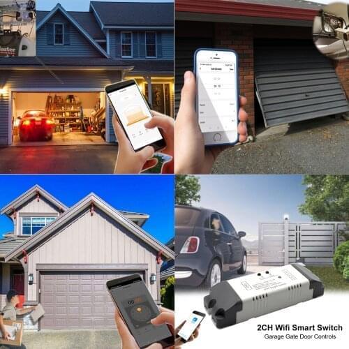 2CH DIY EWelinkWiFi Universal Smart Garage Controller, Door Curtain Switch Receiver Voice Control Alexa Without Hub