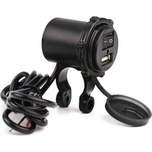 USB Motorcycle Cigarette Lighter Socket Plug Waterproof Switch Motorcycle 12-24V Socket Motorbike Phone Charger Adapter