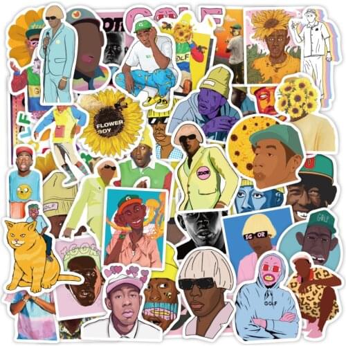 VANMAXX 50 PCS Rapper Tyler The Creator Music Themed Stickers Waterproof Vinyl Decal for Laptop Refrigerator Luggage Guitar Car