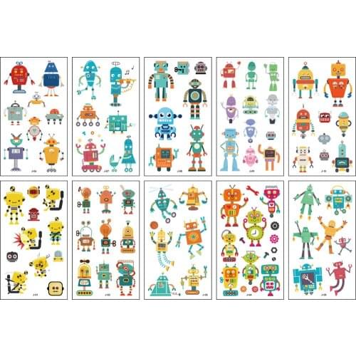 10pcs Temporary Tattoo Sticker Cool Robot Fake Tatoo Gift For Kids Children Boy Hand Foot Waterproof Transfer Tattoos Tatto Art