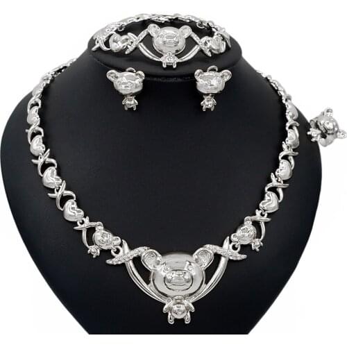 Yulaili Bridal Dubai Gold Color Jewelery Set African Beads Necklace Stud Earrings Bracelet Ring Wedding Jewelry Sets Wholesale