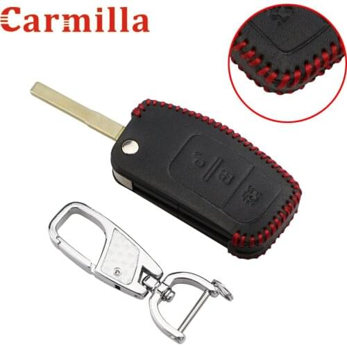 Carmilla Car Key Protection Shell Key Case Cover for Ford Fiesta MK7 2009 2010 2011 2012 2013 2014 Leather Keyring Accessories