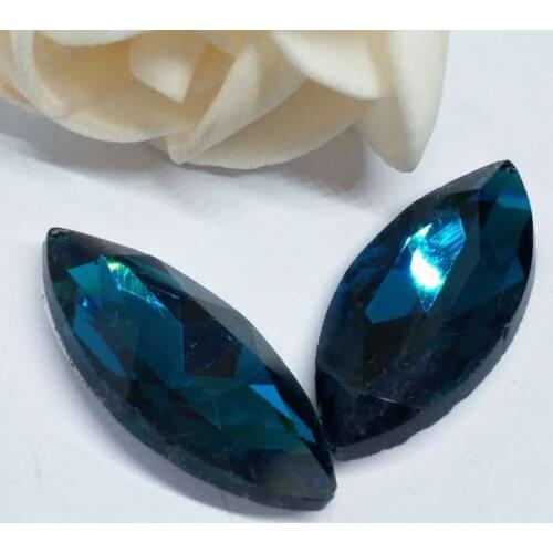 Peacock blue Horse eye pointback Crystal Glass Sewing Rhinestones DIY woman jeans woman and Wedding Dresses Multiple models