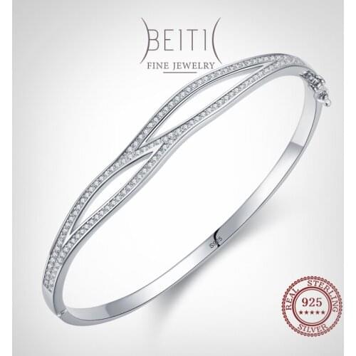 Beitil Simple 925 Sterling Silver Irregular Geometric Shape Bracelets For Women Minimalist Fine Zircon Jewelry 2021 New Style