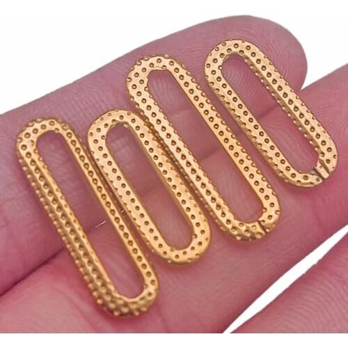 10pc Stainless Steel Hollow Pattern Rectangular Oval Track Charm Gold Pendant Jewelry Making Diy Earring Bracelet Necklace Craft