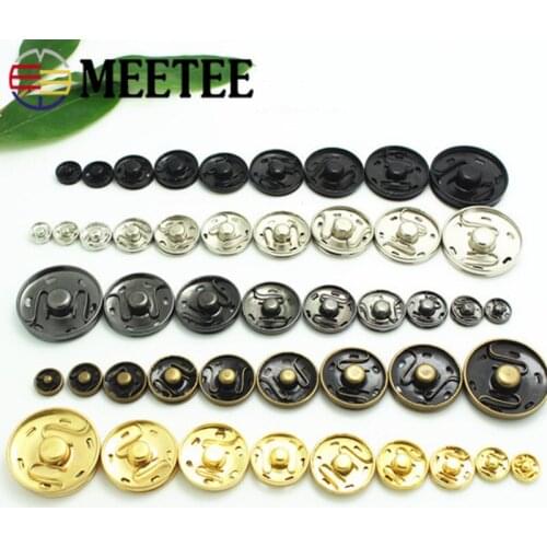 Meetee 100sets 8-30mm Metal Snap Button Brass Press Stud Fastener Sewing Button DIY Coat Jacket Garment Scrapbook Accessory C7-2