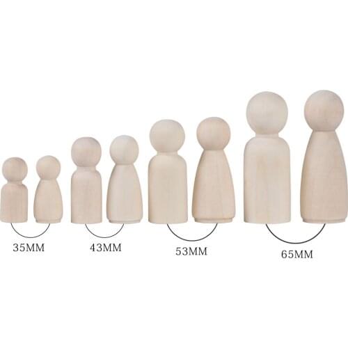 12pc Natural Unfinished Wooden Peg Doll Bodies People Shapes For Arts Crafts