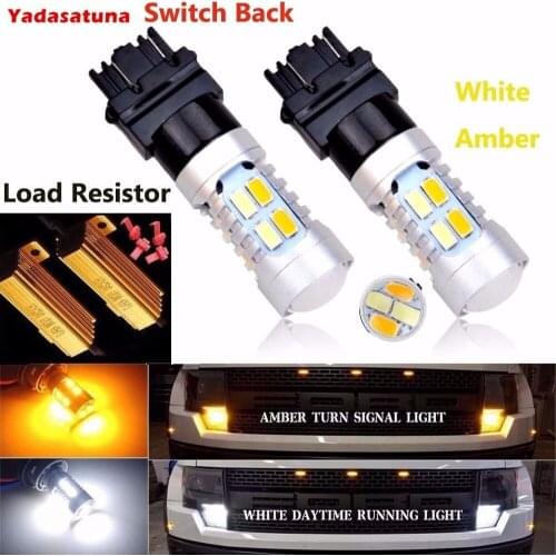 2X 3157 20-SMD Dual Color Switchback Turn Signal Brake Reverse Led Lights DRL + 2 Pcs Load Resistor Canbus Error Free For Cars