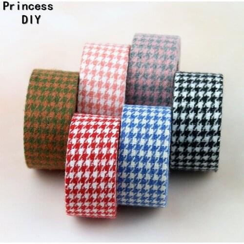 5Meters 10 25 40mm Check Houndstooth Plaid Ribbon Woven Cotton Fabric Tape Riband DIY Hair Bow Tie Collar Hand Craft Materia
