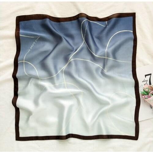 70*70 Gradient Plaid Small Silk Scarf Hair Band Decorative Neckerchief Tie Bag Multi-Function Spring and Autumn Scarf