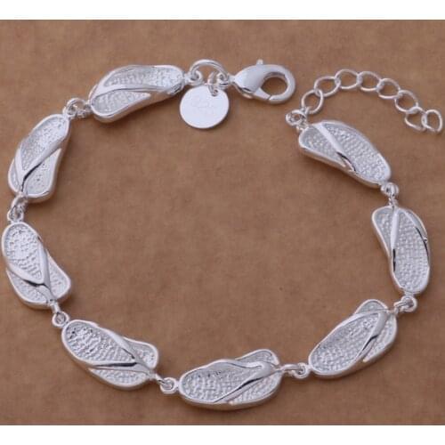 AH181 Wholesale Lucky Silver Color Charm Bracelets For Women Popular Fashion 925 Jewelry The Slippers /ehlamysa Ajuajbba