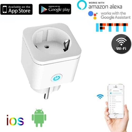 EU Plug WIFI Wireless Remote Socket Smart Timer Plug Voice Control EU Home Fire Retardant PC Smart Power Socket