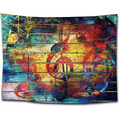 Large Musical Notes Hip Hop Rock Tapestry Wall Art Rock Reggae Flag Banners Hanging Paintings Wall Carpet Wallpaper Home Decor D