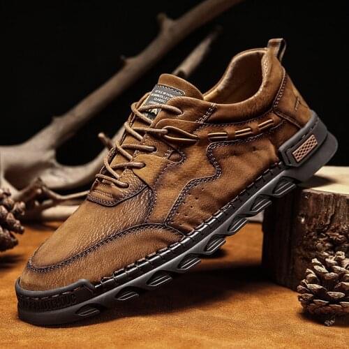 Brand Mens Casual Shoes Leather Mens Moccasins Loafers Outdoor Men Driving Shoes Non-slip Mens Sneakers Zapatillas Hombre