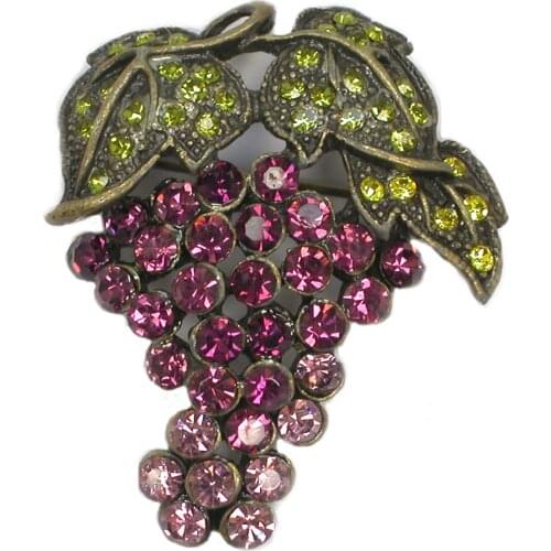 12pcs/lot Wholesale Fashion Brooch Rhinestone Grapes Pin brooches C102275