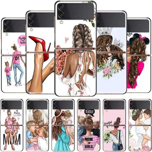 Case For Samsung Z Flip 3 5G Cover For Samsung Galaxy Z Flip3 ZFlip 3 Flip3 Hard PC Plastic Shells bumper Baby girl Women Mom