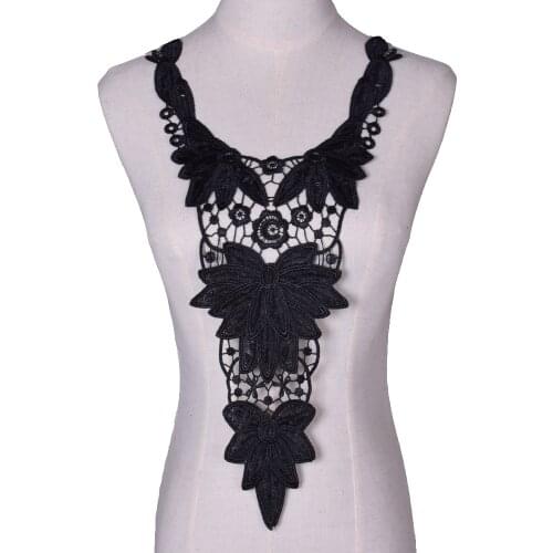 Black Lace Fabric Flower Neckline Collar Sewing Applique Embroidery DIY Decoration Clothing Fake Collar Accessories Scrapbooking
