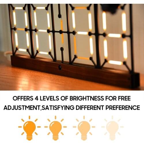 Imitation Lights Digital Clock Glow Clock Hollow LED Clock Fluorescent Desk Clock Adjustable Brightness with Remote Control