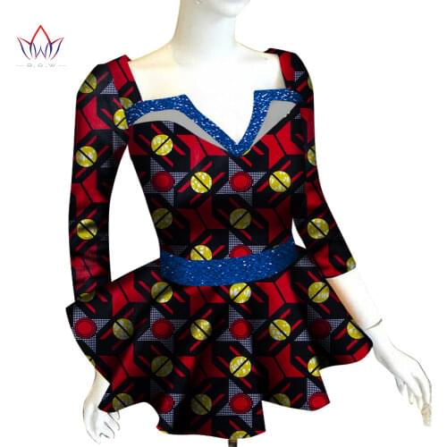 Dashiki African Shirt for Women Bazin Riche Ankara Print 3 Quarter Sleeve Shirts Top Women African Clothing Causal Party WY6440