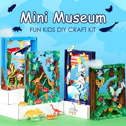 Kids DIY Craft Kit Funny 3D Assemble Painting Photo Frame Mini Museum Kit for Boys Girls Birthday Christmas New Year Gift