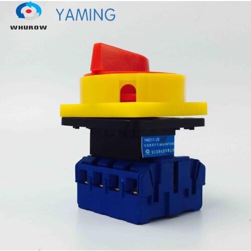 Isolator switch on-off 2 position 4P 25A manual transfer rotary switch padlock red/yellow cam changeover switch Manufacturer