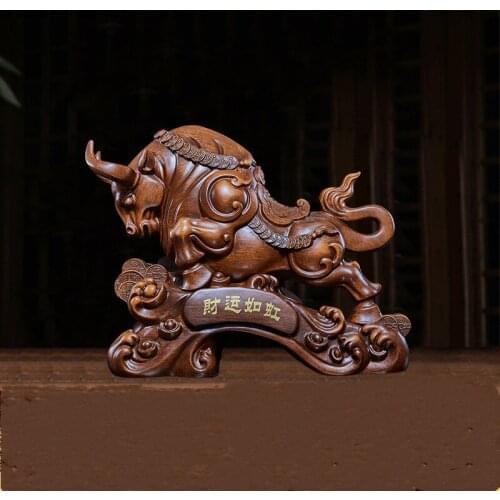 Chinese Style Animal Cow Shape Lucky Resin Statue Fengshui Home Decor Living Room Decorations Accessories Birthday Present