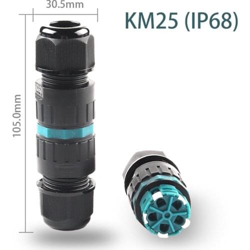 KM25 IP68 5 Pin Quick Waterproof Electrical Wire Connector Conductor Cable outdoor Plug Straight Push-in With Lever Connector