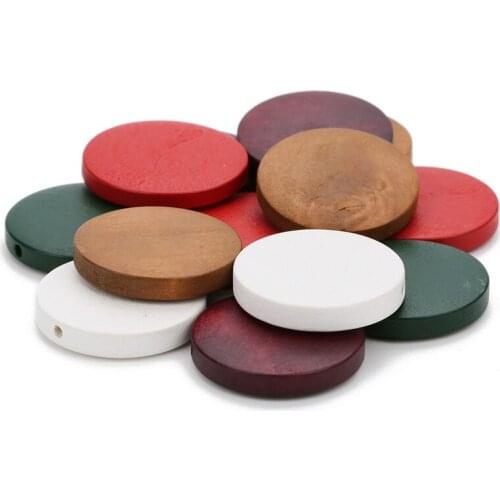 30Pcs 15/20/25/30mm Diameter Round Wood Spacer Beads 2mm Hole Houten Kralen Natural Wooden Beads For Diy Jewelry Making