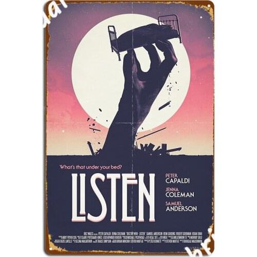 Listen Metal Plaque Poster Wall Decor Wall Cinema Living Room Classic Tin Sign Poster