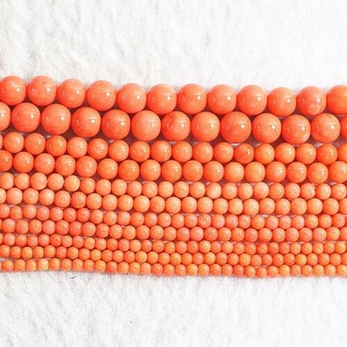 Fashion hot sale natural orange coral 2-10mm loose round beads for women high grade diy jewelry making finding 15inch B652
