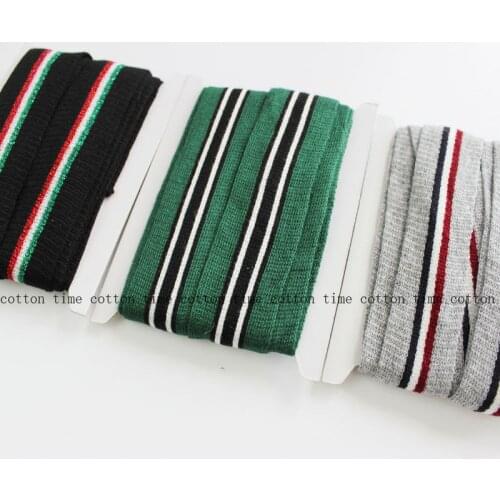 5yards/lot Striped Trim Cotton Knitted Ribbon Soft Sewing ACC Clothing Decorative Auxiliary Material Pants side ribbon