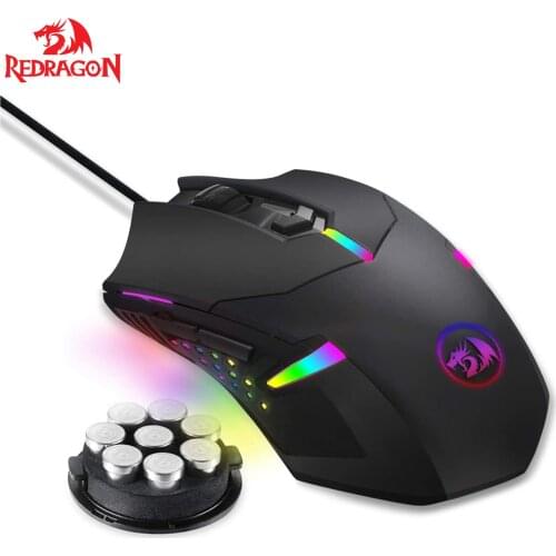 Redragon M601 RGB Gaming Mouse Backlit Wired Ergonomic 7 Button Programmable Mouse Centrophorus with Macro Recording & Weight Tu