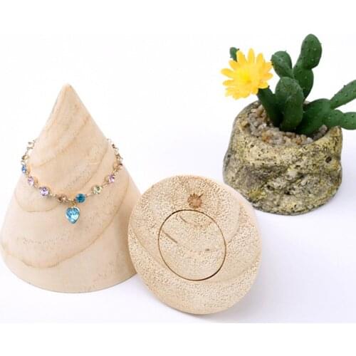Unfinished Unpainted Wooden Cone Bangle Jewelry Display Rack Watch Holder