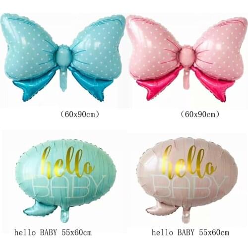 New Big Bow Baby boy girl, Hello baby Pink Blue Foil balloons for Birthday, Baby shower Newborn Party Decoration air ballon Gift