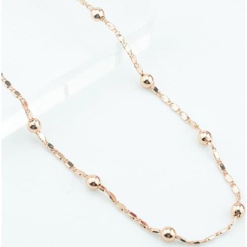 Mens Womens 2mm 585 Rose Gold Color Bead Necklace Chain Rose Accesories Necklace