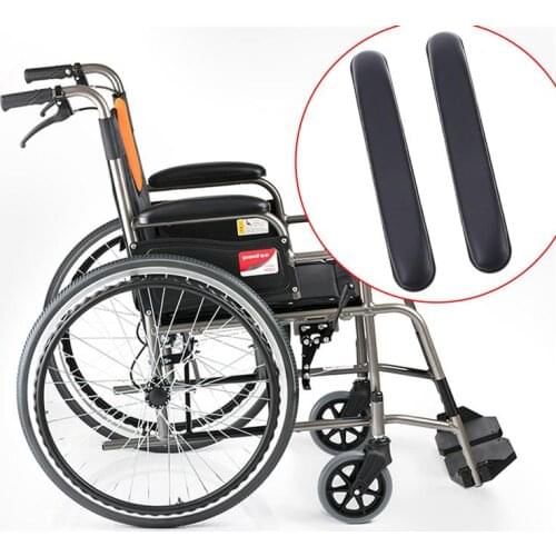 2Pcs Universal Wheelchair Long Armrests Pad Armrest Cushion Replacement PVC Sponge Pad Patient Care Accessories Black