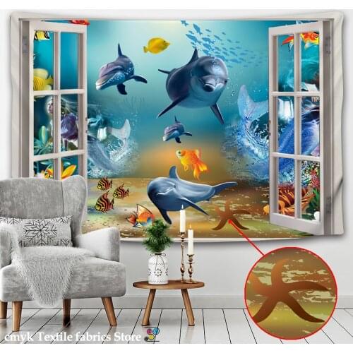 Marine Museum Tapestry Wall Hanging Underwater World Hippie Decorwall Cloth Whale Wall Cloth Bohemian Decoration
