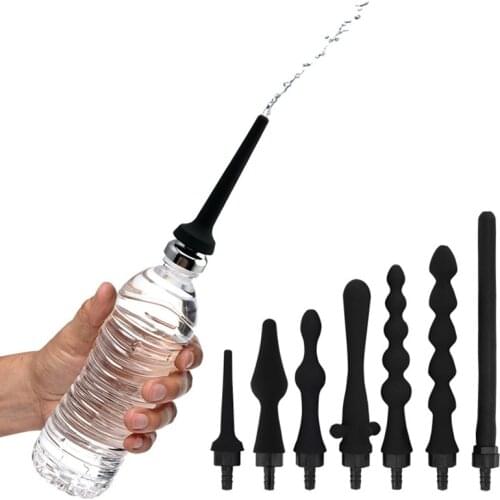 Portable Medical Silicone Enema Nozzle Enema Mineral Water Bottle Shower Douche Irrigation Plug for Anal Vaginal Cleaning
